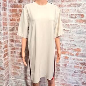 open lace back dress Gucci Short-Sleeve Shimmer Wool Track Dress, Green, Women's, Xs main image 1